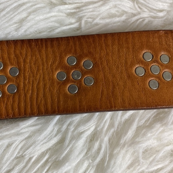 Qualheim Bollorini Brown Leather Silver Studded Belt Made in Italy - Picture 6 of 7